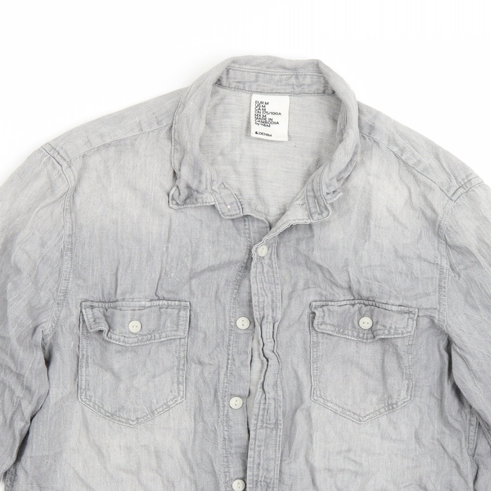 H&M Womens Grey   Basic Button-Up Size M