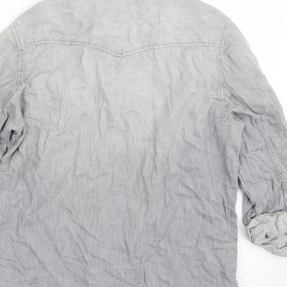 H&M Womens Grey   Basic Button-Up Size M