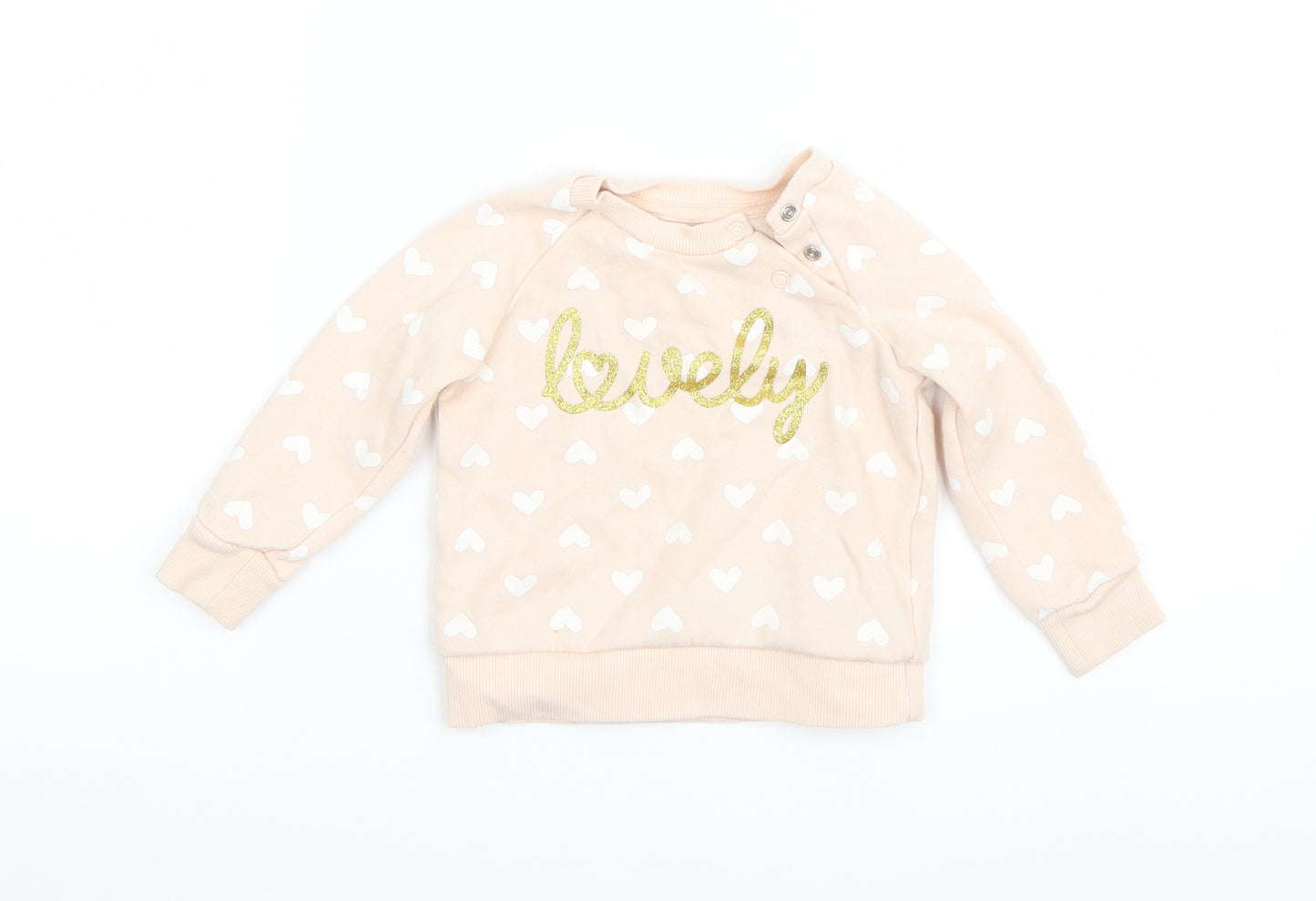 Primark Girls Pink Polka Dot  Pullover Jumper Size 6-9 Months