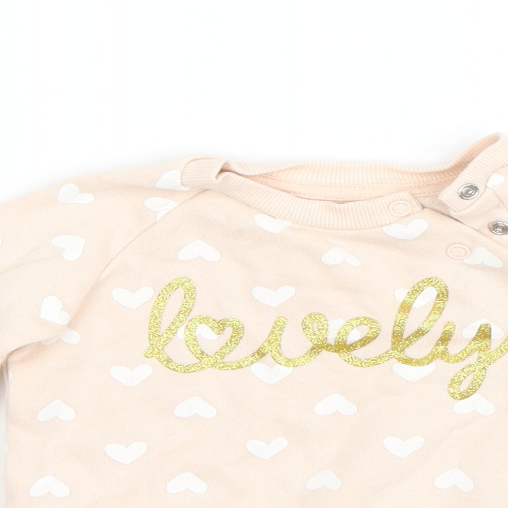 Primark Girls Pink Polka Dot  Pullover Jumper Size 6-9 Months