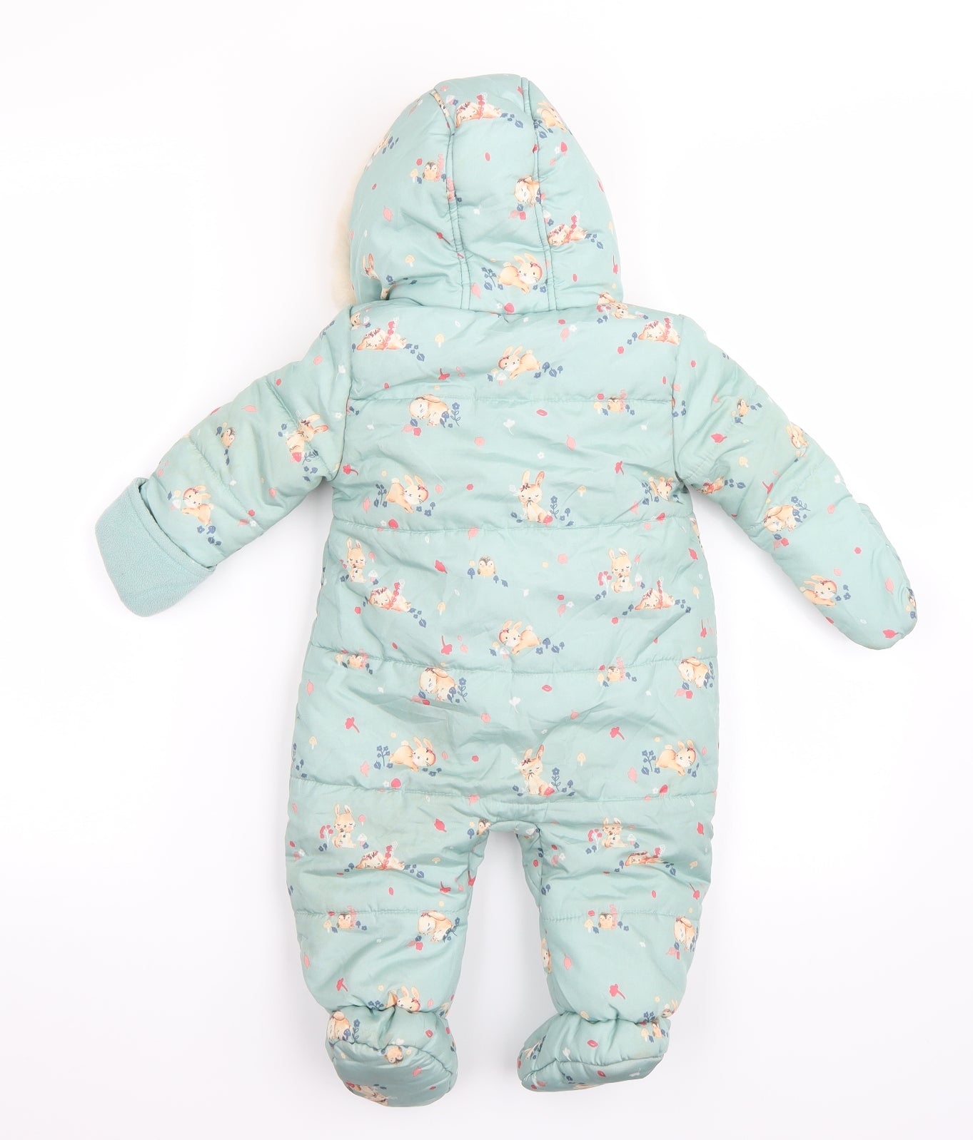 George Girls Green Floral  Jacket Snowsuit Size 6-9 Months