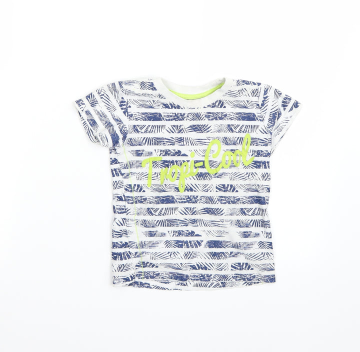 Matalan Boys White Striped Basic T-Shirt Size 2-3 Years