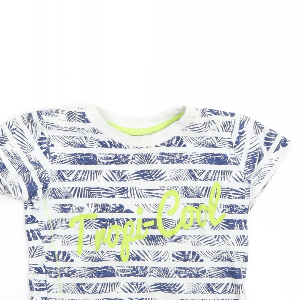 Matalan Boys White Striped  Basic T-Shirt Size 2-3 Years