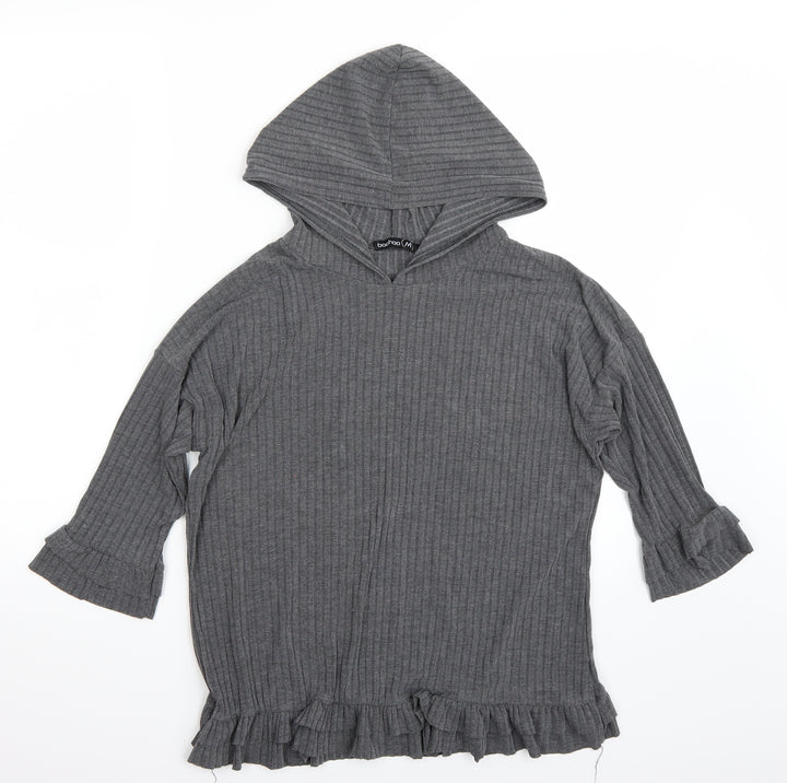 Boohoo Womens Grey Pullover Hoodie Size S