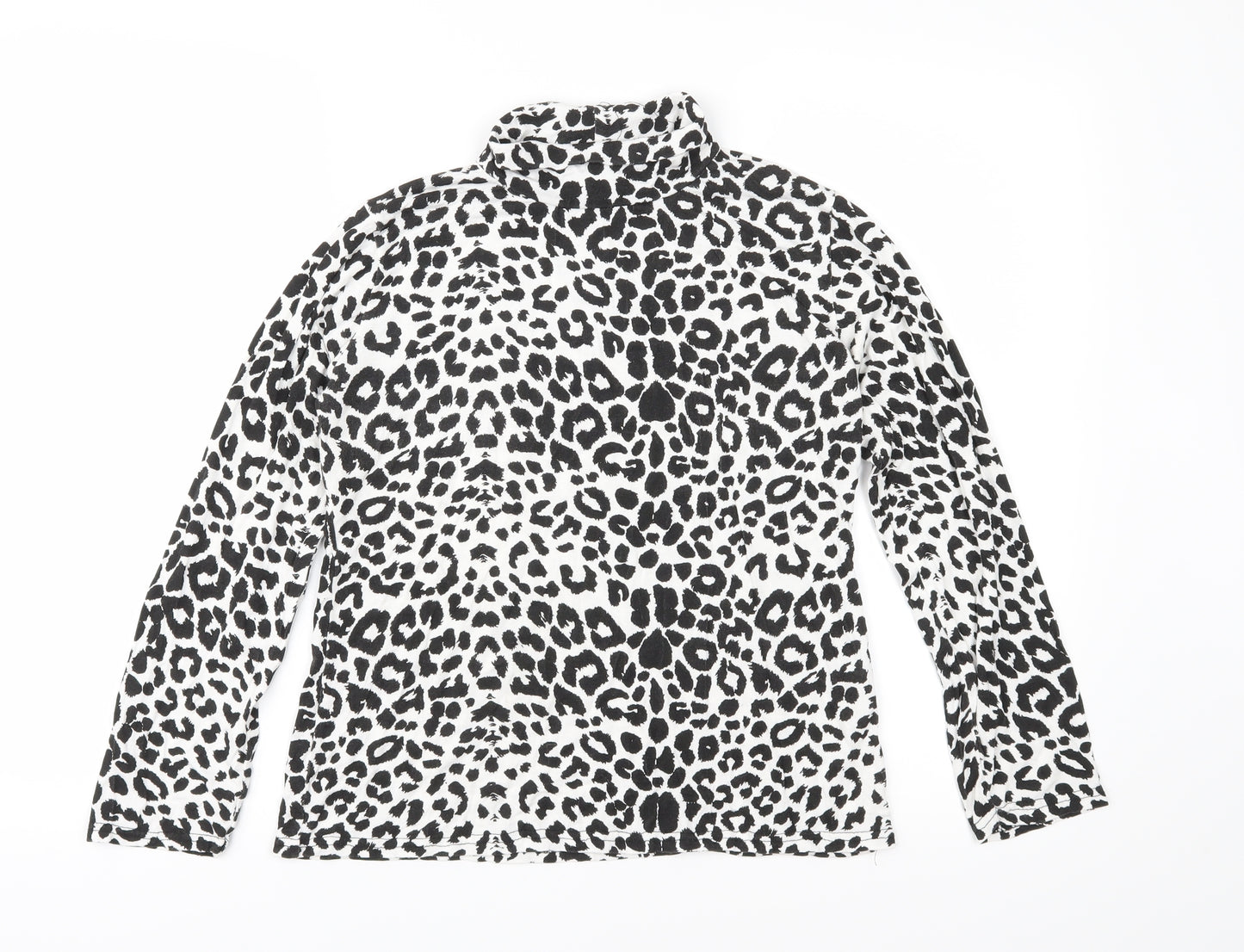 PRETTYLITTLETHING Womens Black Animal Print Jersey Basic T-Shirt Size 14