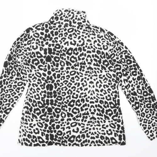 PRETTYLITTLETHING Womens Black Animal Print Jersey Basic T-Shirt Size 14