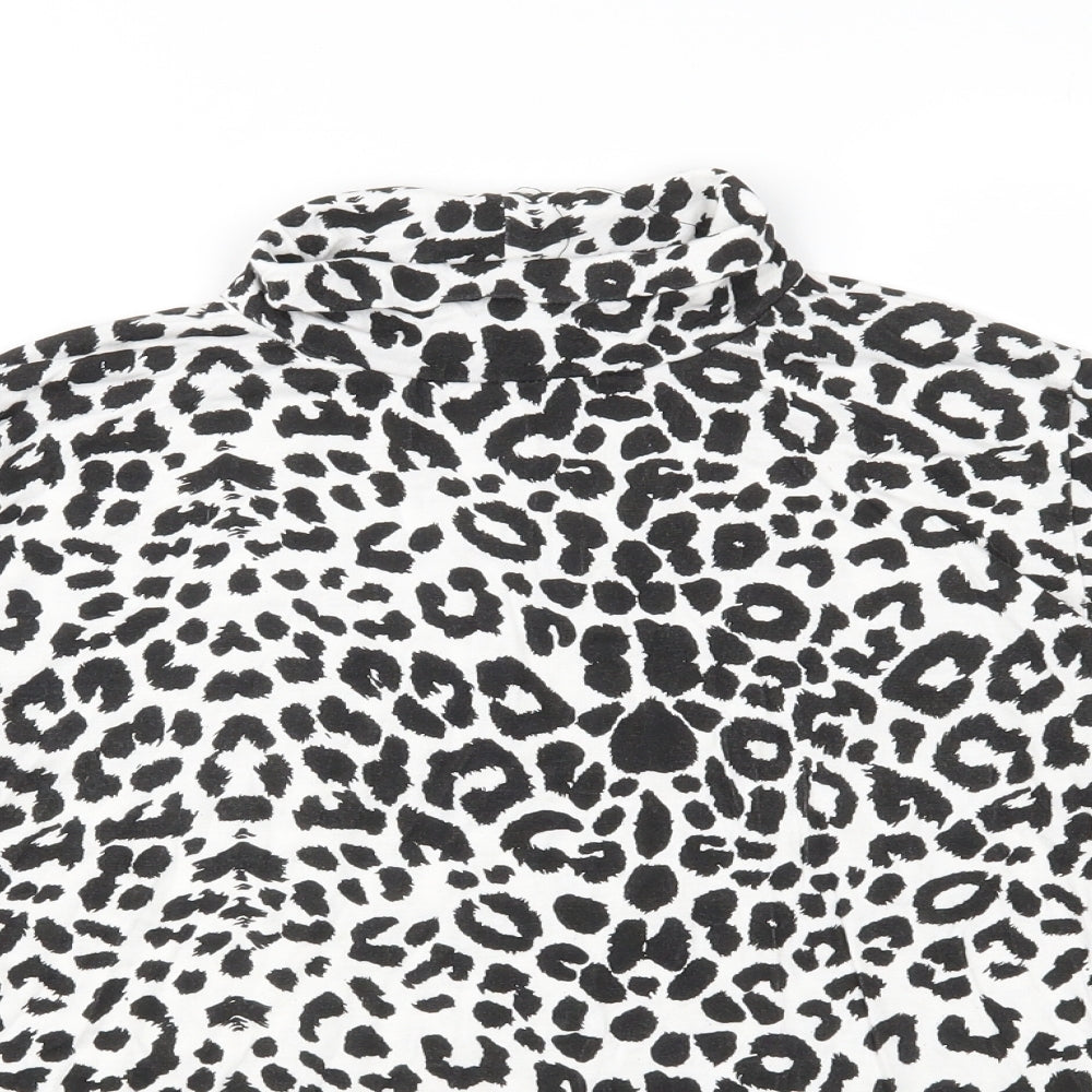 PRETTYLITTLETHING Womens Black Animal Print Jersey Basic T-Shirt Size 14