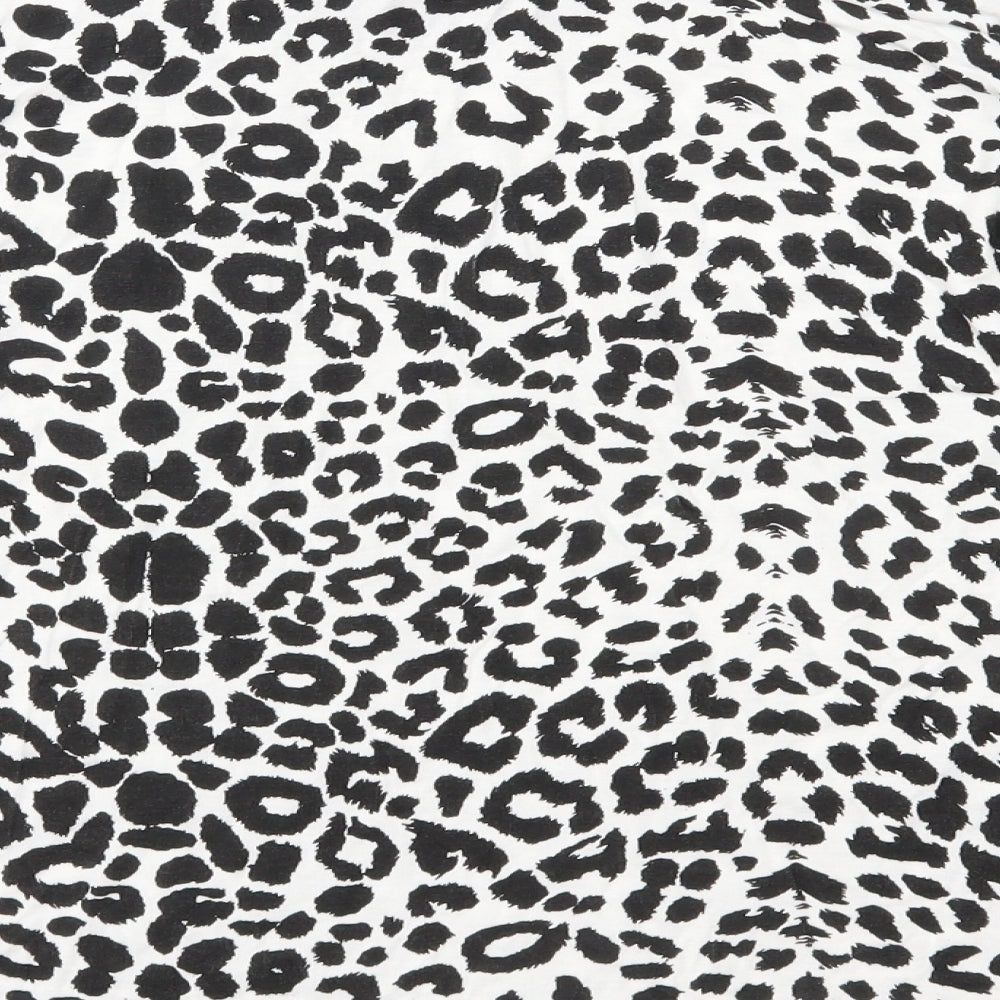 PRETTYLITTLETHING Womens Black Animal Print Jersey Basic T-Shirt Size 14