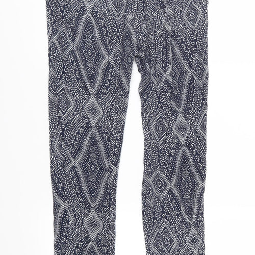 H&M Womens Blue Geometric Jersey Trousers  Size S L28 in
