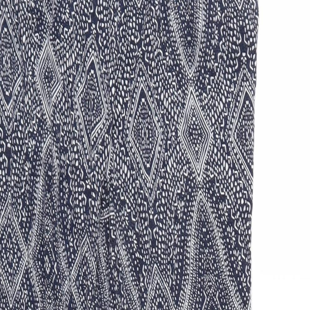 H&M Womens Blue Geometric Jersey Trousers  Size S L28 in