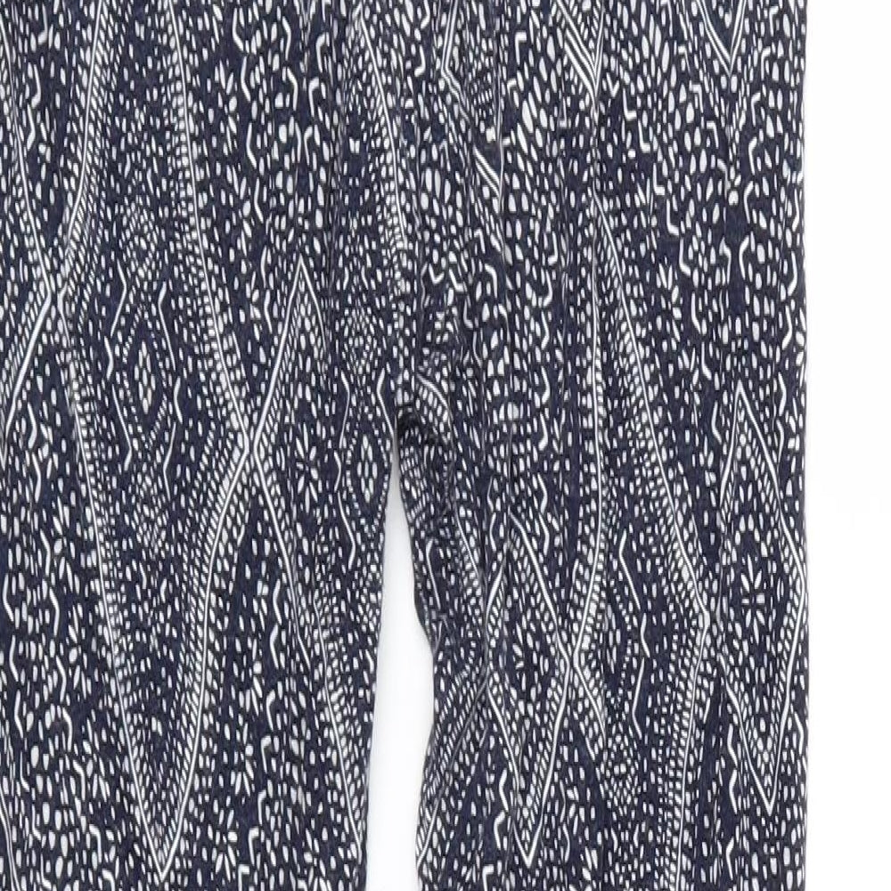 H&M Womens Blue Geometric Jersey Trousers  Size S L28 in