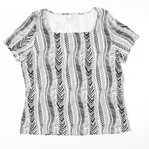 Love Tees Womens Black Geometric Jersey Basic T-Shirt Size 20