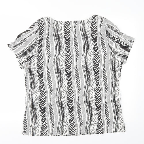 Love Tees Womens Black Geometric Jersey Basic T-Shirt Size 20