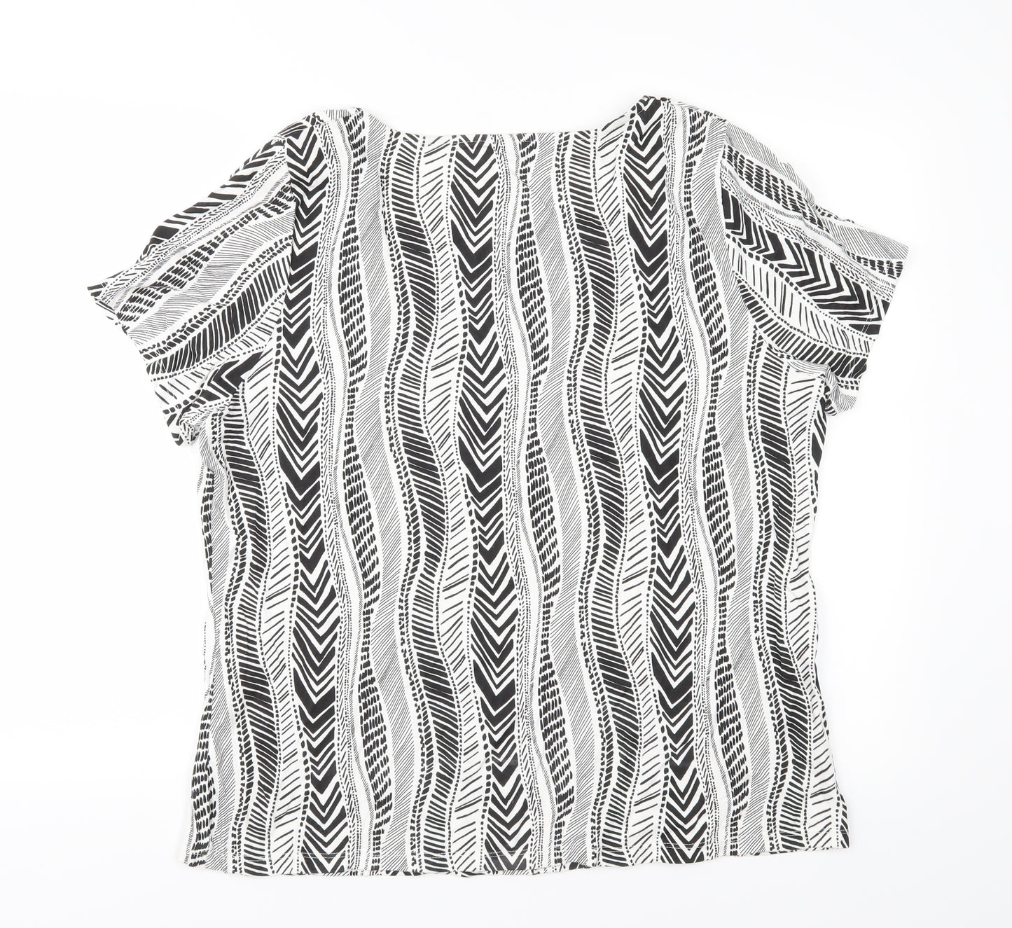 Love Tees Womens Black Geometric Jersey Basic T-Shirt Size 20