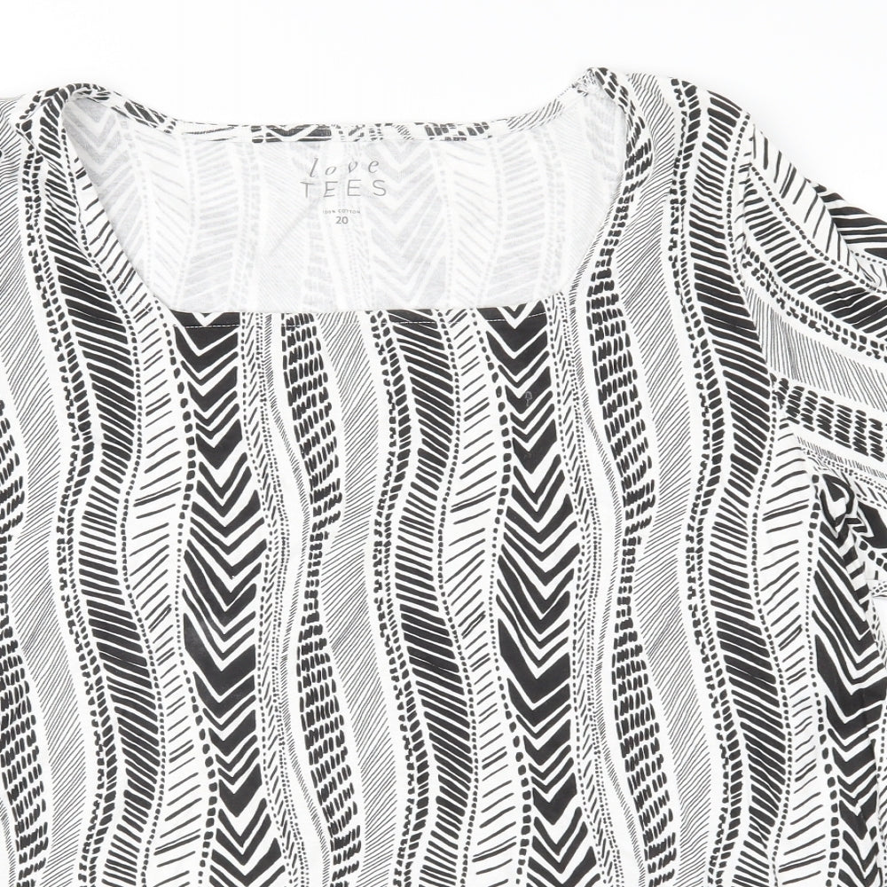 Love Tees Womens Black Geometric Jersey Basic T-Shirt Size 20