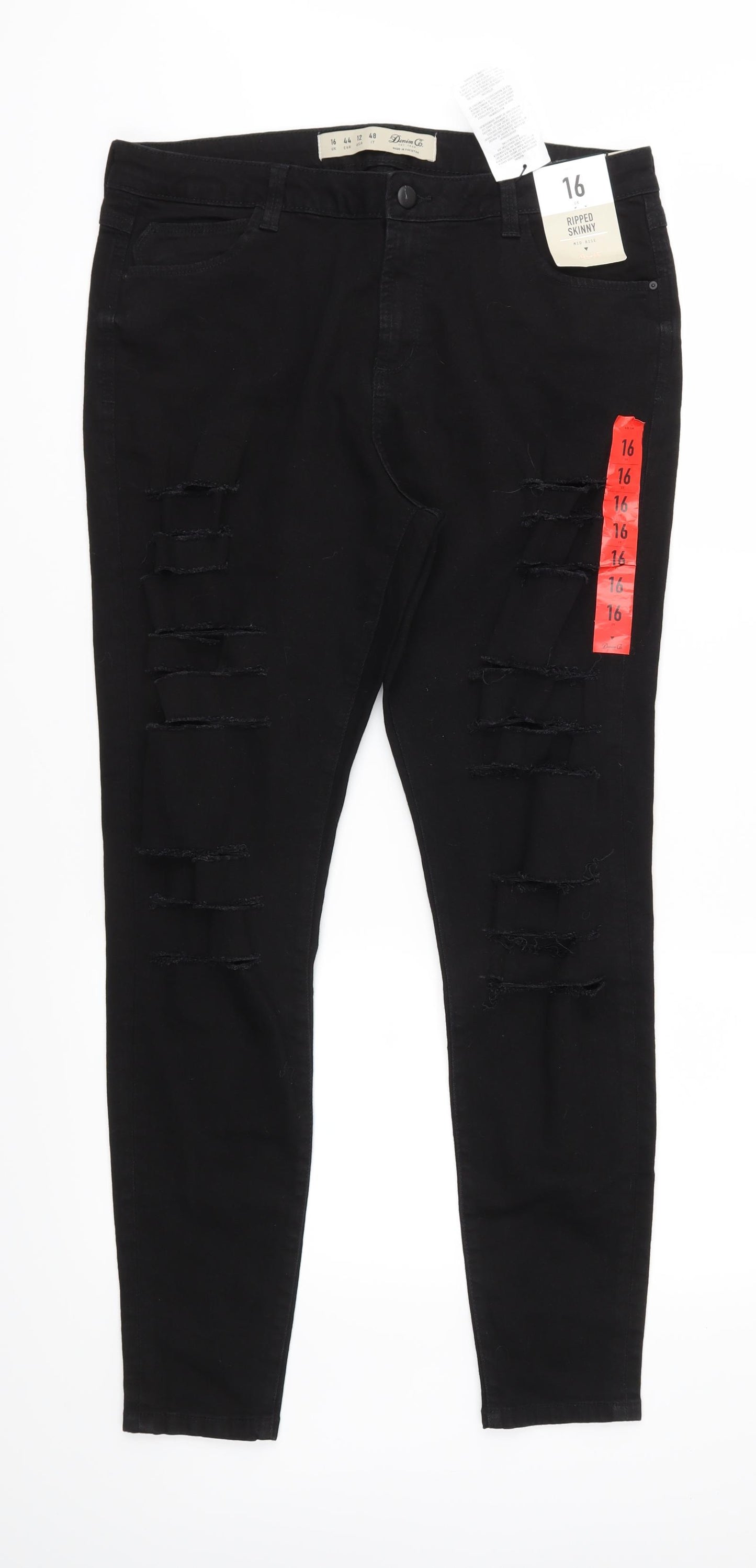 Denim & Co. Womens Black  Denim Straight Jeans Size 16 L30 in