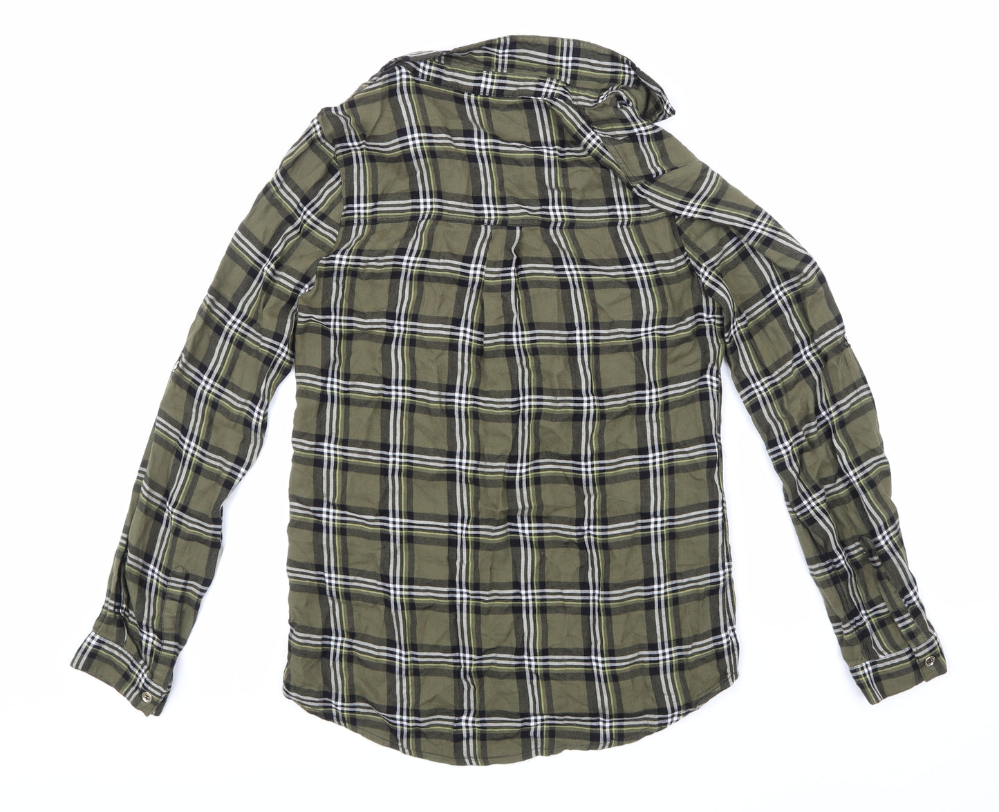 Oasis Womens Green Check  Basic Button-Up Size 6