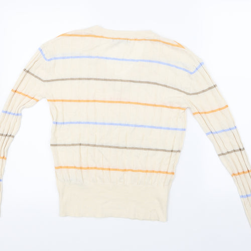 Marks and Spencer Womens Beige Striped Knit Pullover Jumper Size S