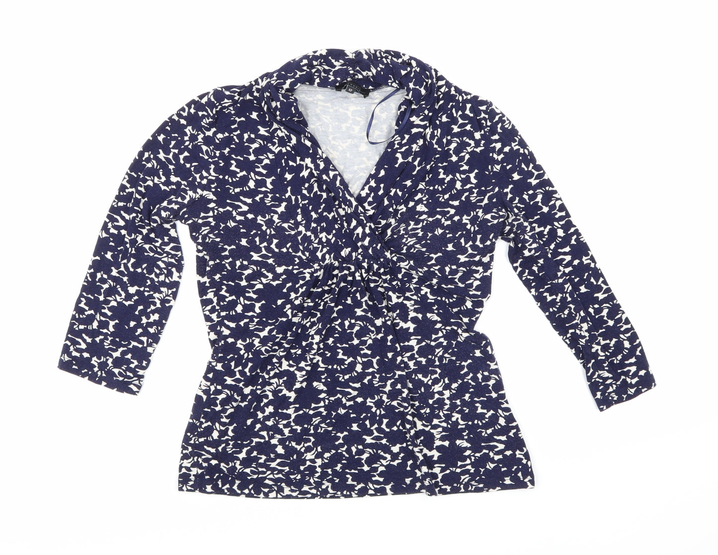 Papaya Womens Blue Floral  Basic T-Shirt Size 12