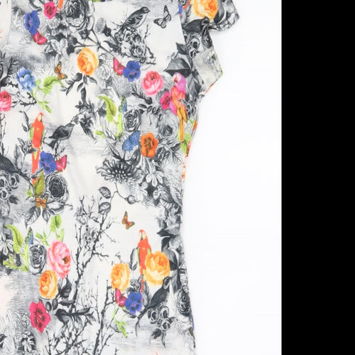 Aislinn Womens White Floral  Bodycon  Size S