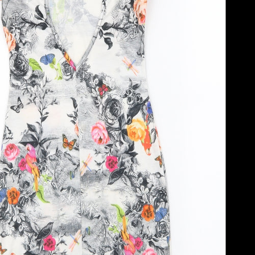 Aislinn Womens White Floral  Bodycon  Size S