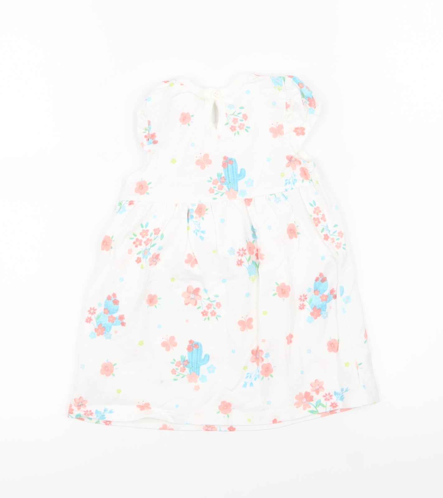 George Girls White Floral  A-Line  Size 6-9 Months
