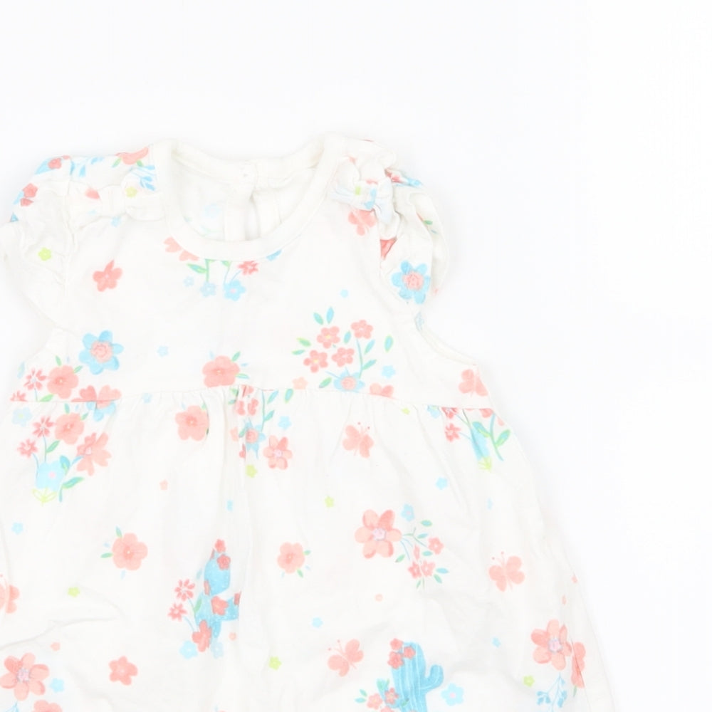 George Girls White Floral  A-Line  Size 6-9 Months