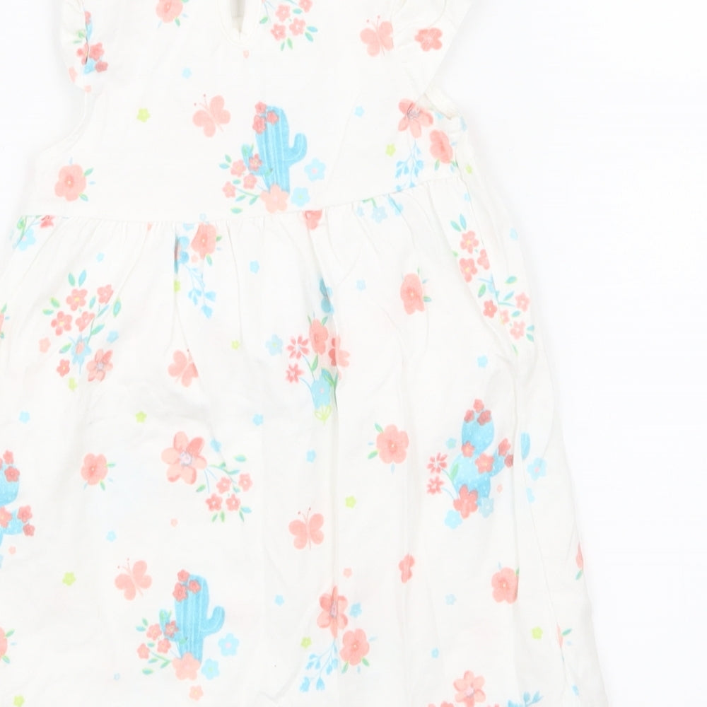 George Girls White Floral  A-Line  Size 6-9 Months