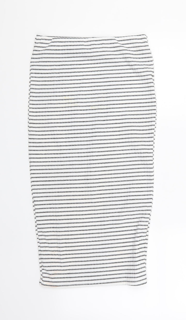 Dorothy Perkins Womens White Striped A-Line Skirt Size 8