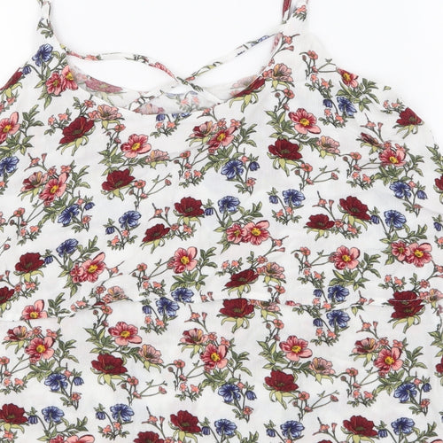 H&M Womens White Floral  Basic Tank Size 8