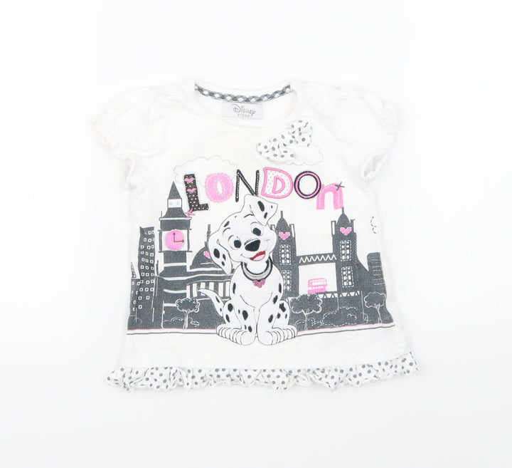 Disney Girls White   Basic T-Shirt Size 12-18 Months
