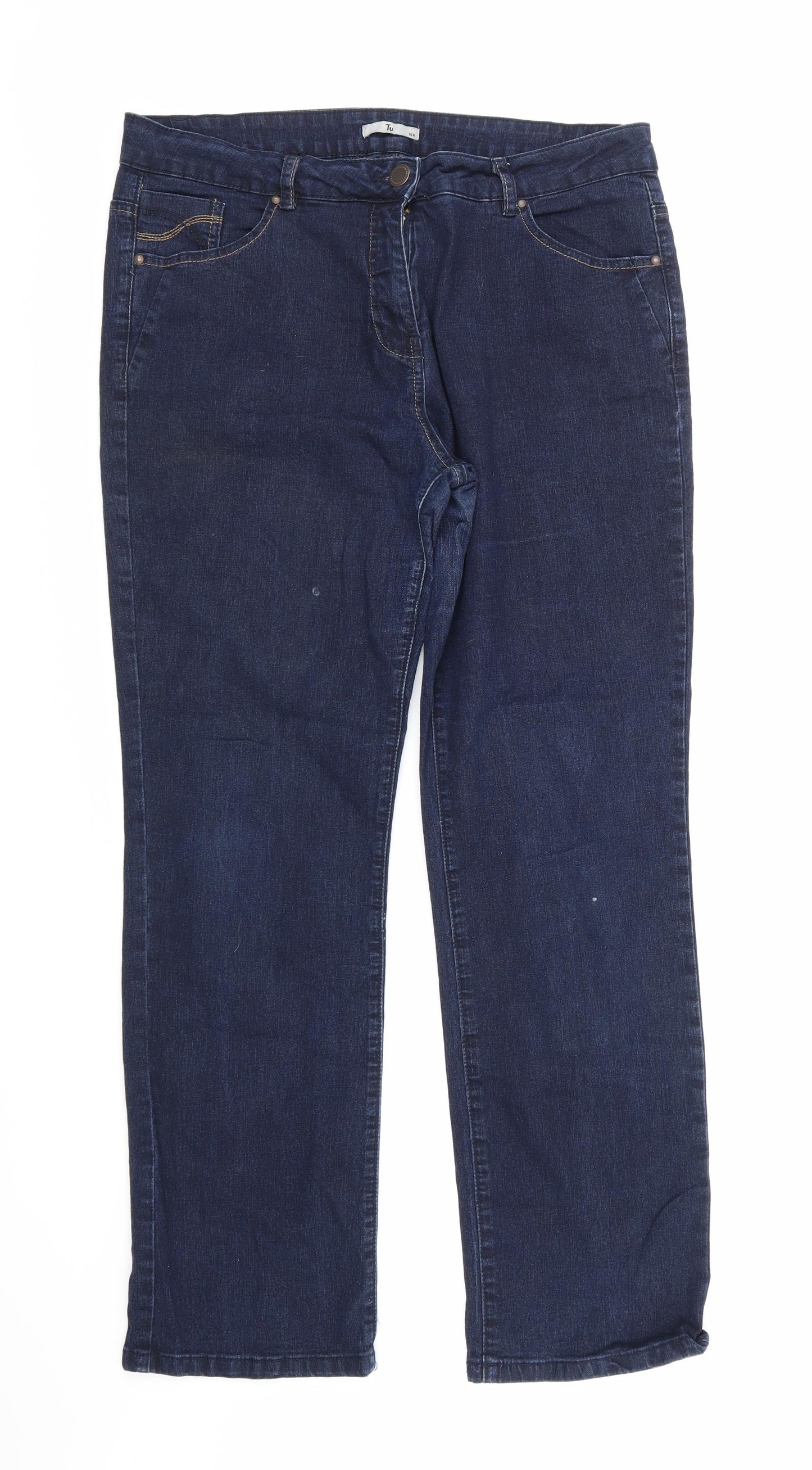 TU Womens Blue  Denim Straight Jeans Size 16 L28 in