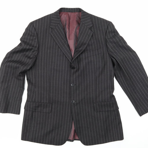 Deha Villand Mens Grey Striped  Jacket Suit Jacket Size 42