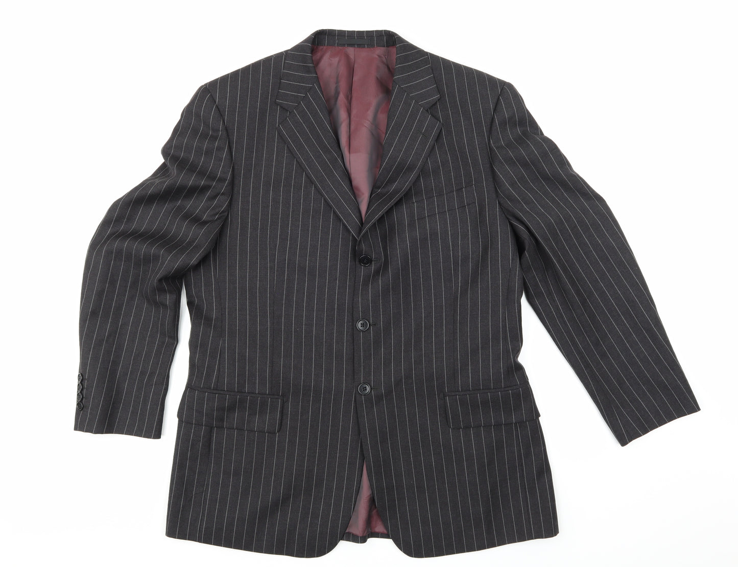 Deha Villand Mens Grey Striped  Jacket Suit Jacket Size 42