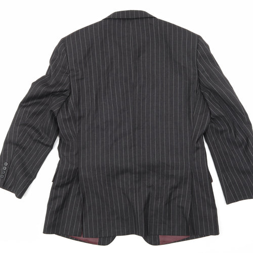 Deha Villand Mens Grey Striped  Jacket Suit Jacket Size 42
