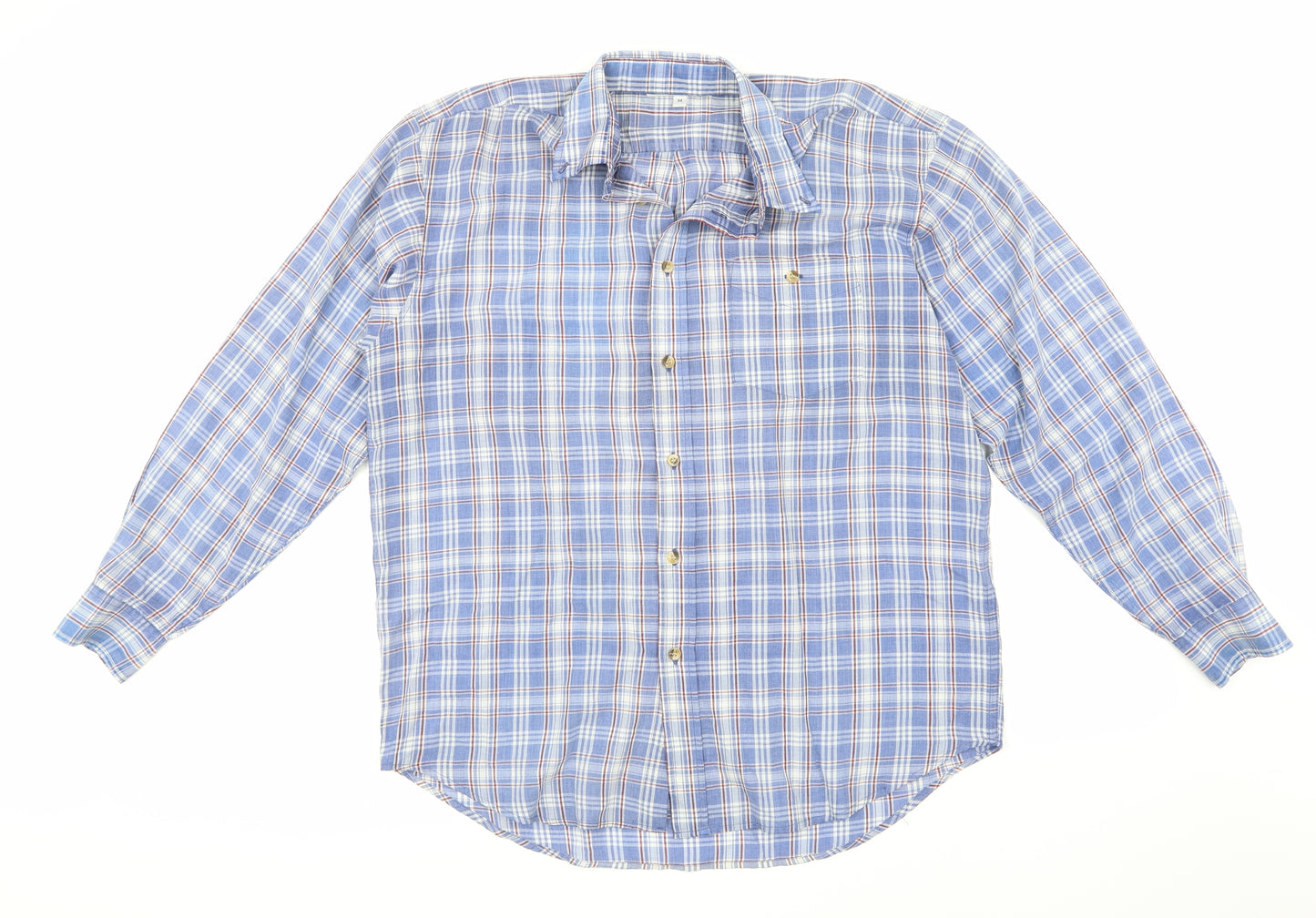 Antartex Mens Blue Check   Dress Shirt Size M