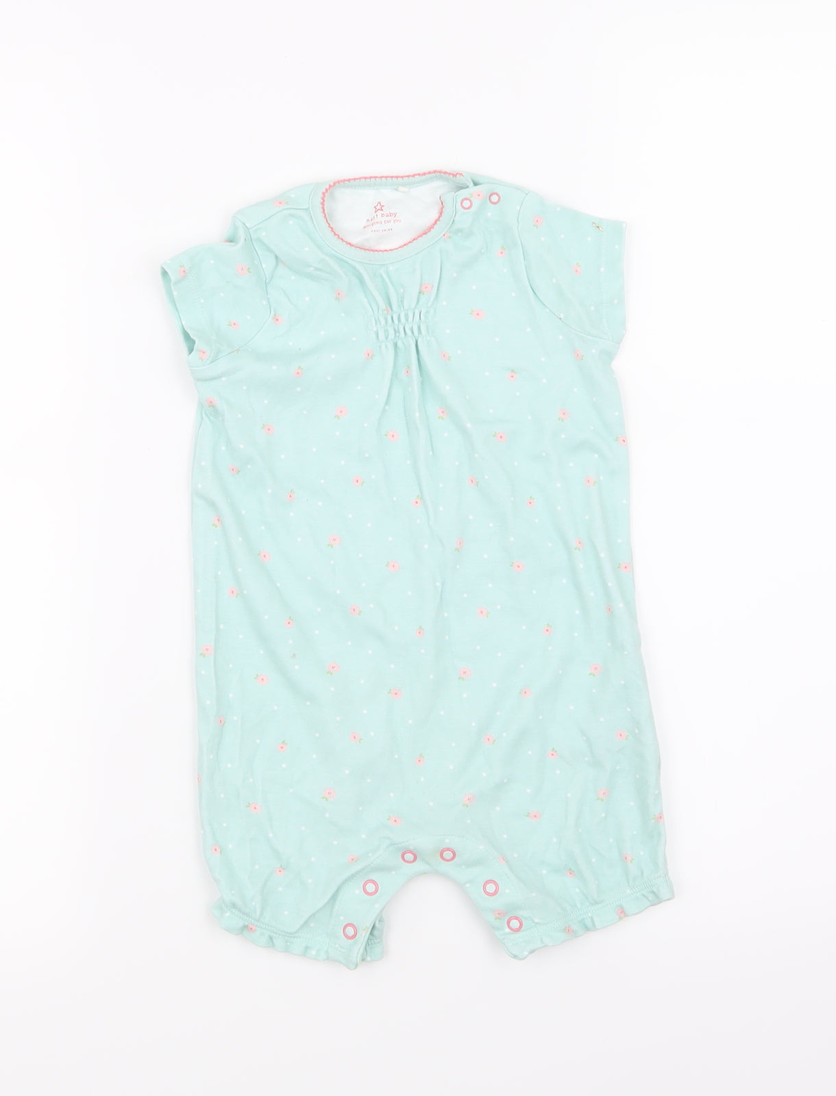 NEXT Girls Blue Floral  Babygrow One-Piece Size 12-18 Months