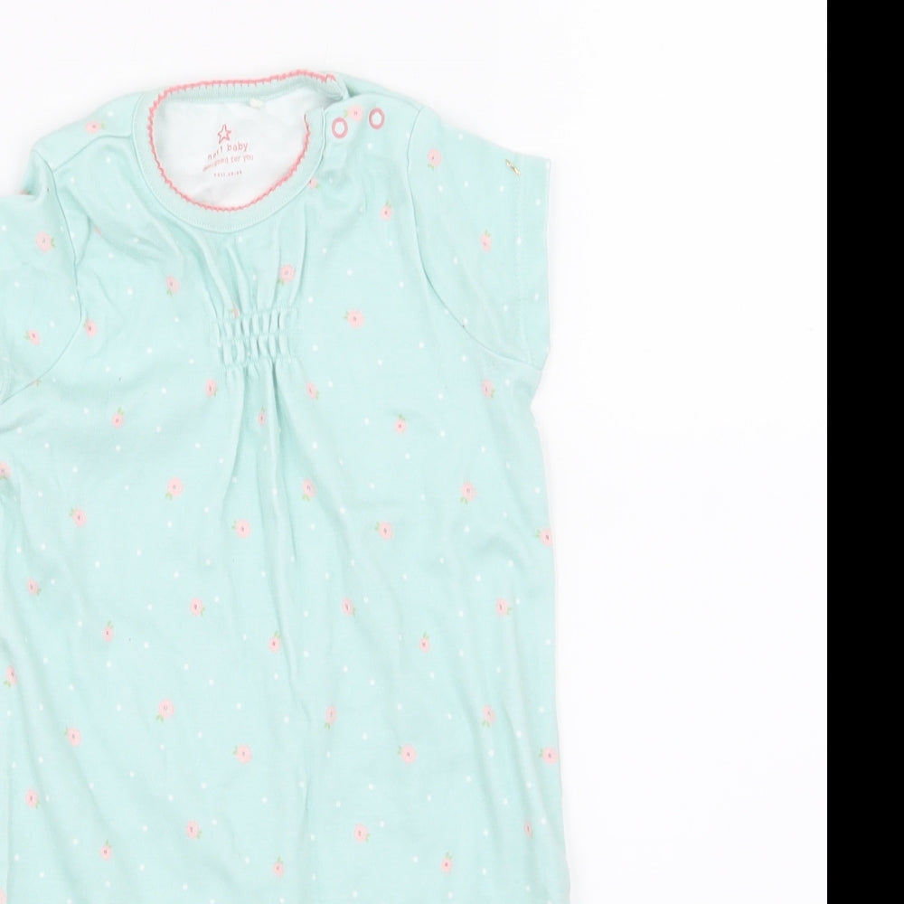 NEXT Girls Blue Floral  Babygrow One-Piece Size 12-18 Months