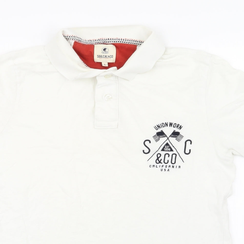 SoulCal&Co Mens White    T-Shirt Size L