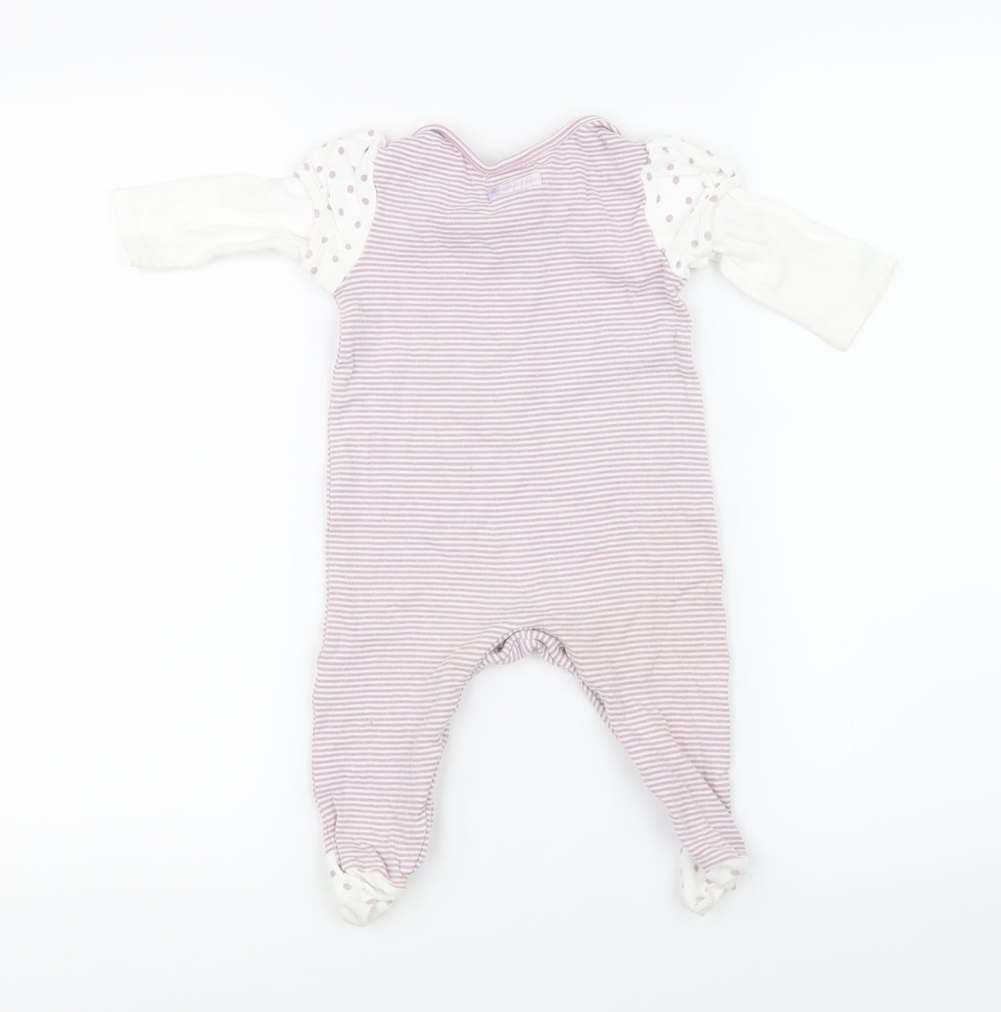 mamas & papas Girls Purple Striped  Babygrow One-Piece Size 6-9 Months