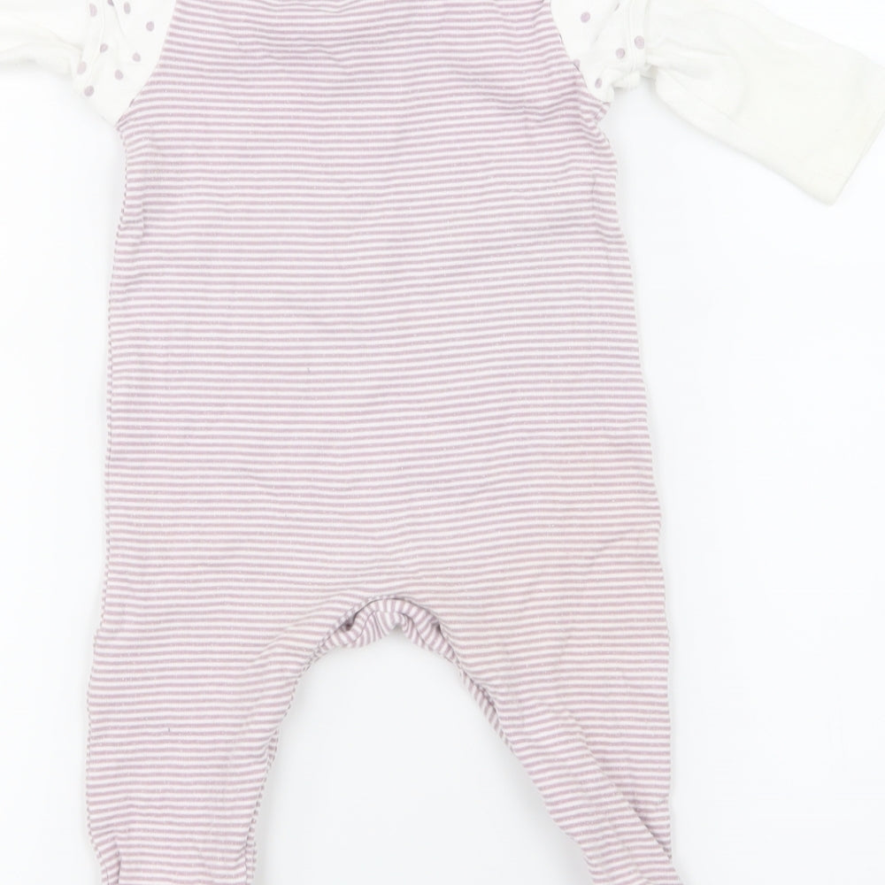 mamas & papas Girls Purple Striped  Babygrow One-Piece Size 6-9 Months