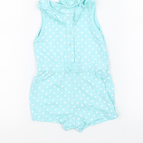 Young Dimension Girls Blue Polka Dot  Babygrow One-Piece Size 12-18 Months