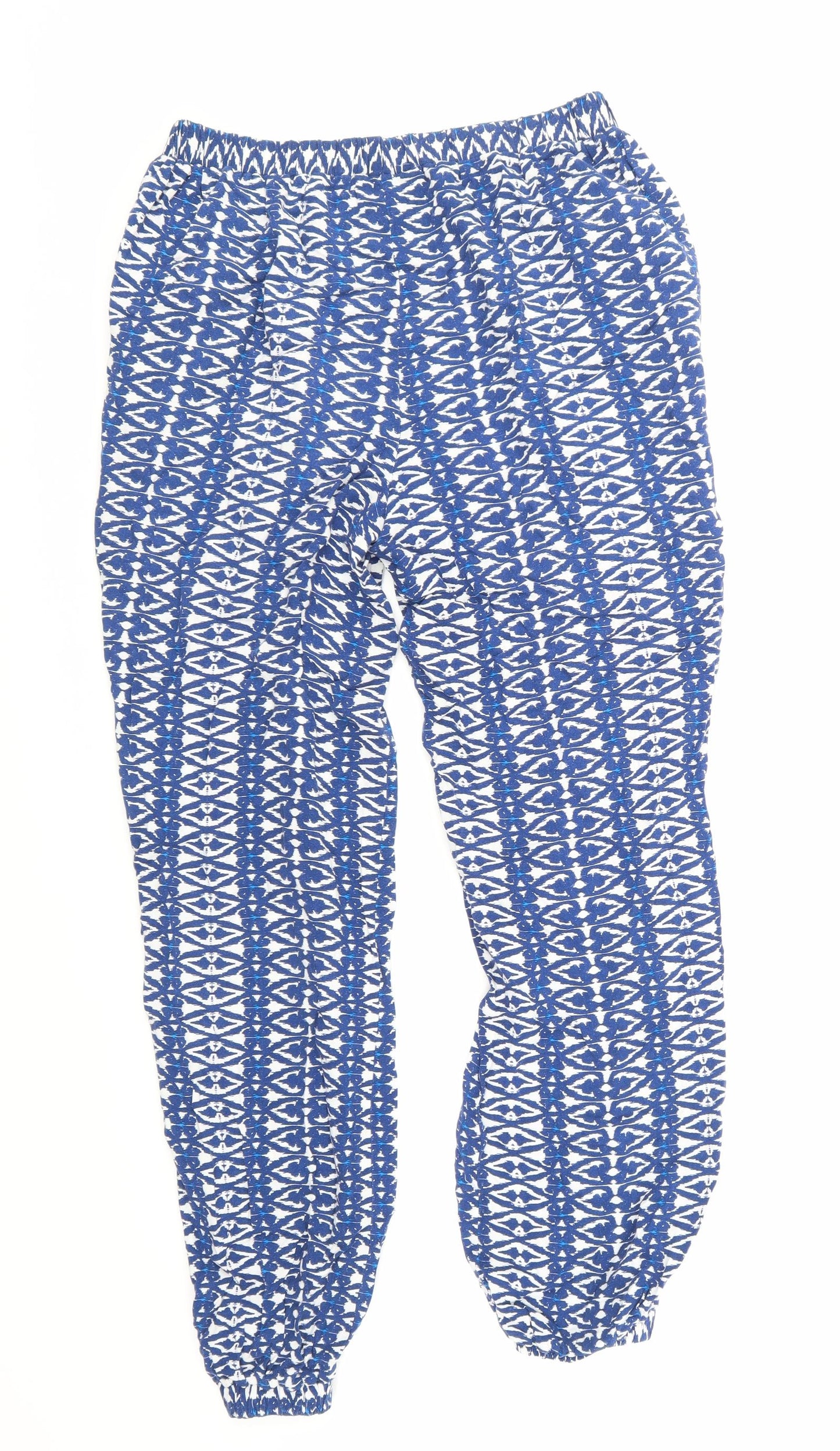 F&F Womens Blue Geometric  Trousers  Size 10 L22 in