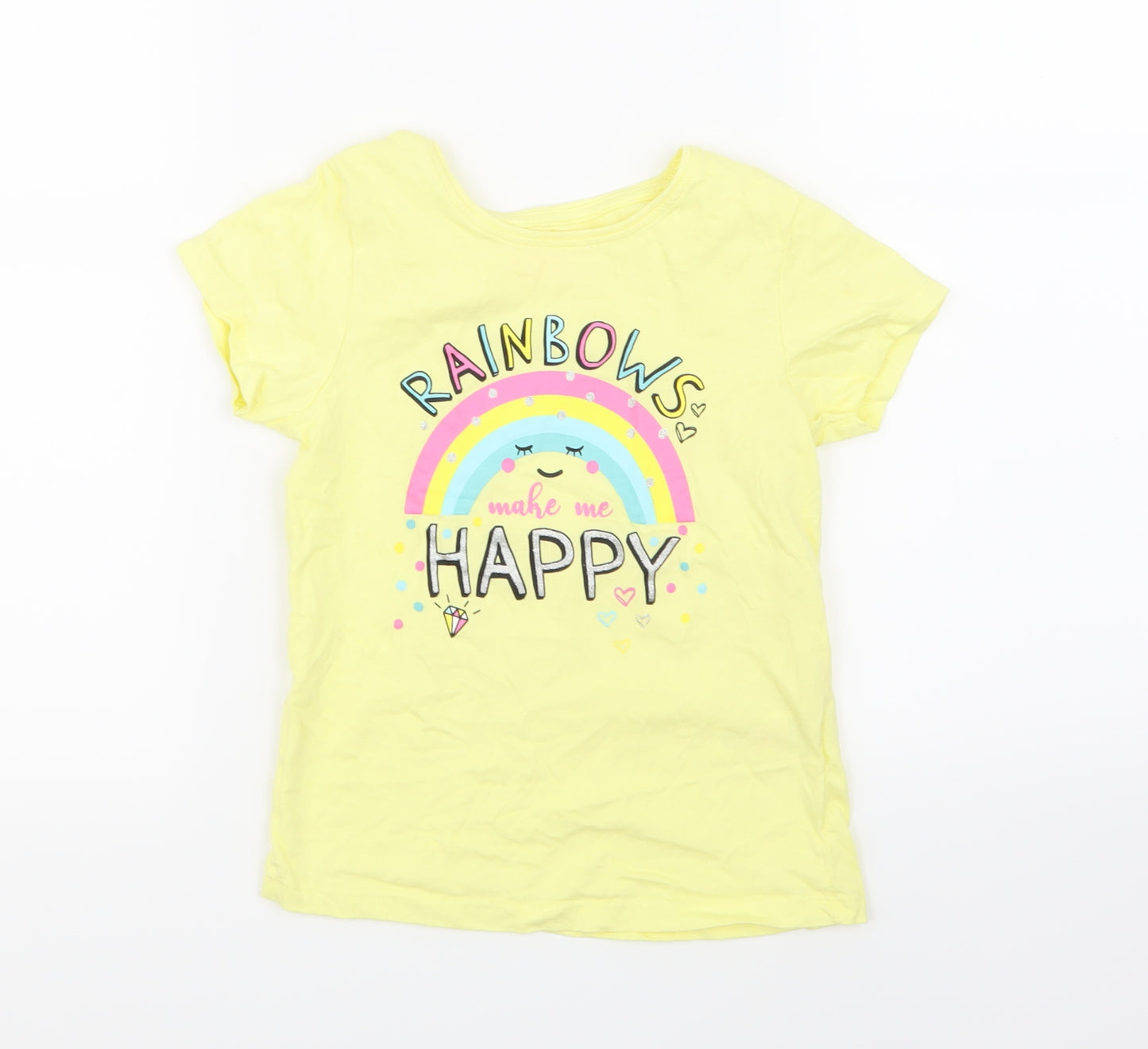 Primark Girls Yellow   Basic T-Shirt Size 7-8 Years