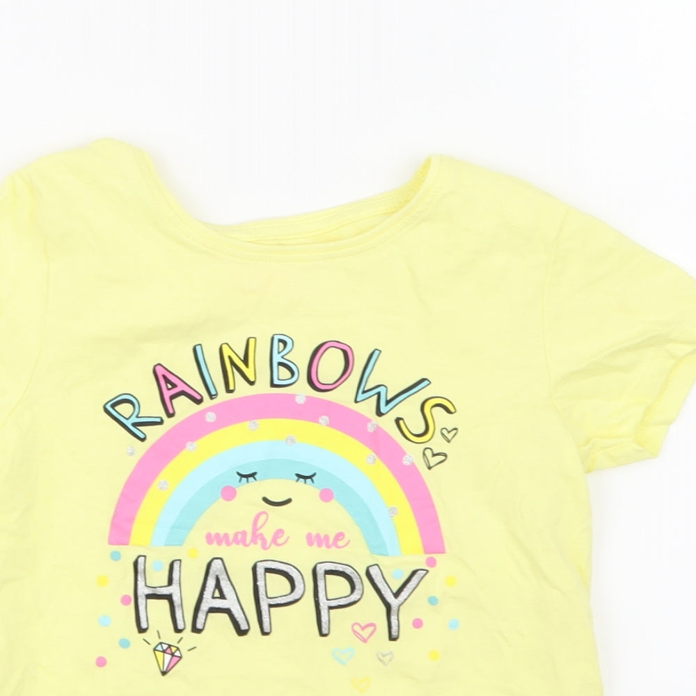 Primark Girls Yellow   Basic T-Shirt Size 7-8 Years