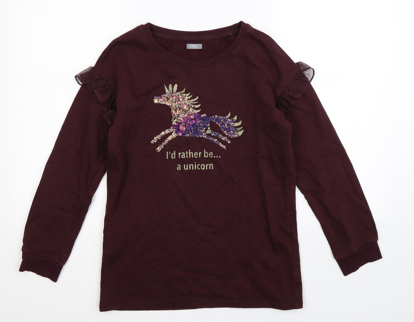 NEXT Girls Brown   Pullover Sweatshirt Size 12 Years  - Unicorn