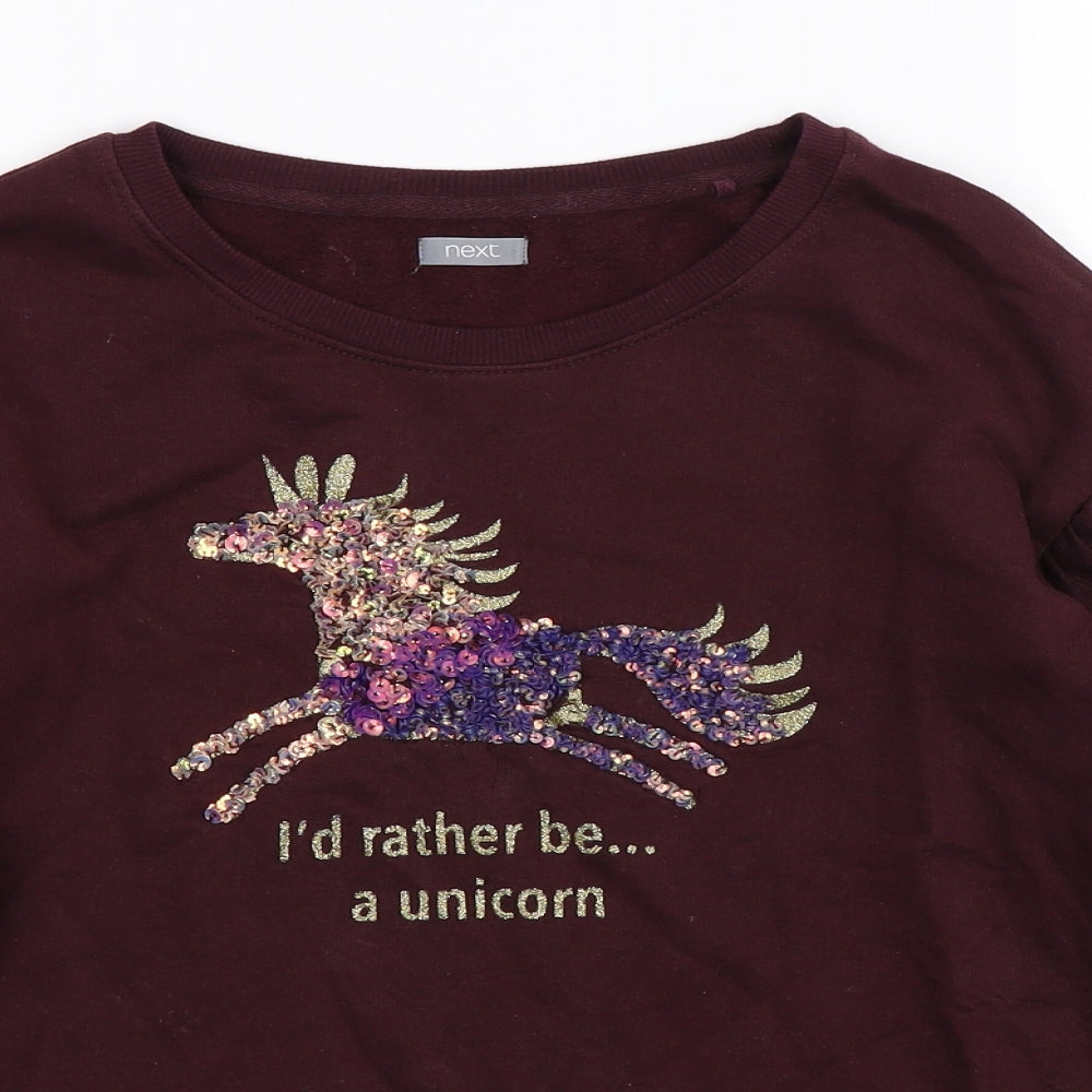 NEXT Girls Brown   Pullover Sweatshirt Size 12 Years  - Unicorn