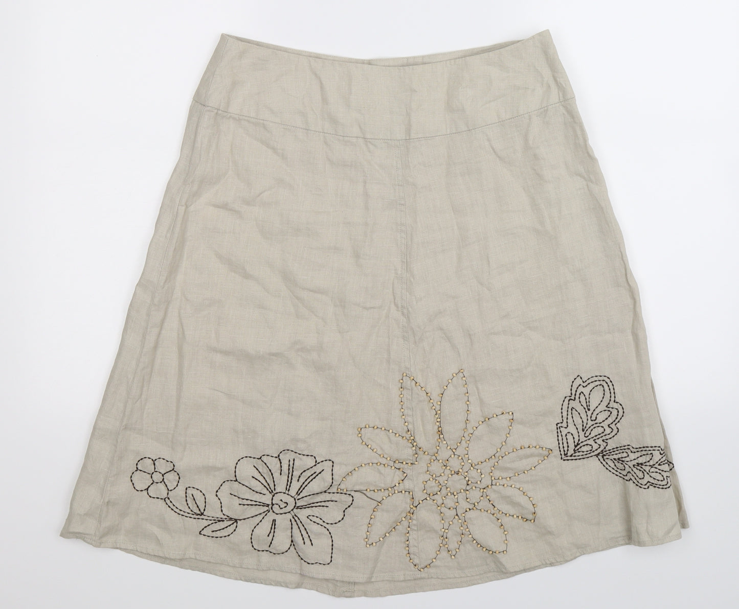 Amaryllis Womens Beige Floral  A-Line Skirt Size 10