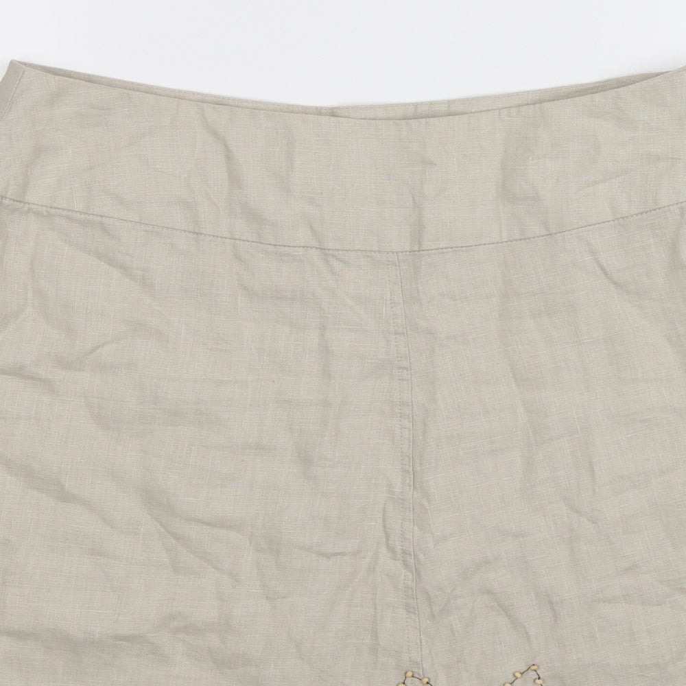 Amaryllis Womens Beige Floral  A-Line Skirt Size 10