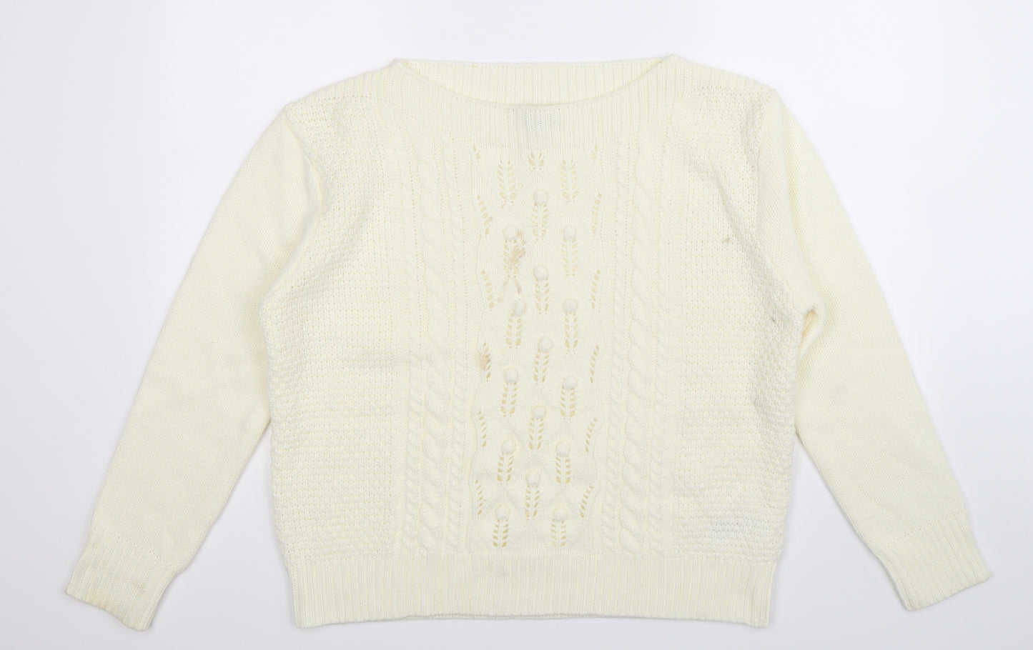 Peacocks Womens White  Knit Pullover Jumper Size 18